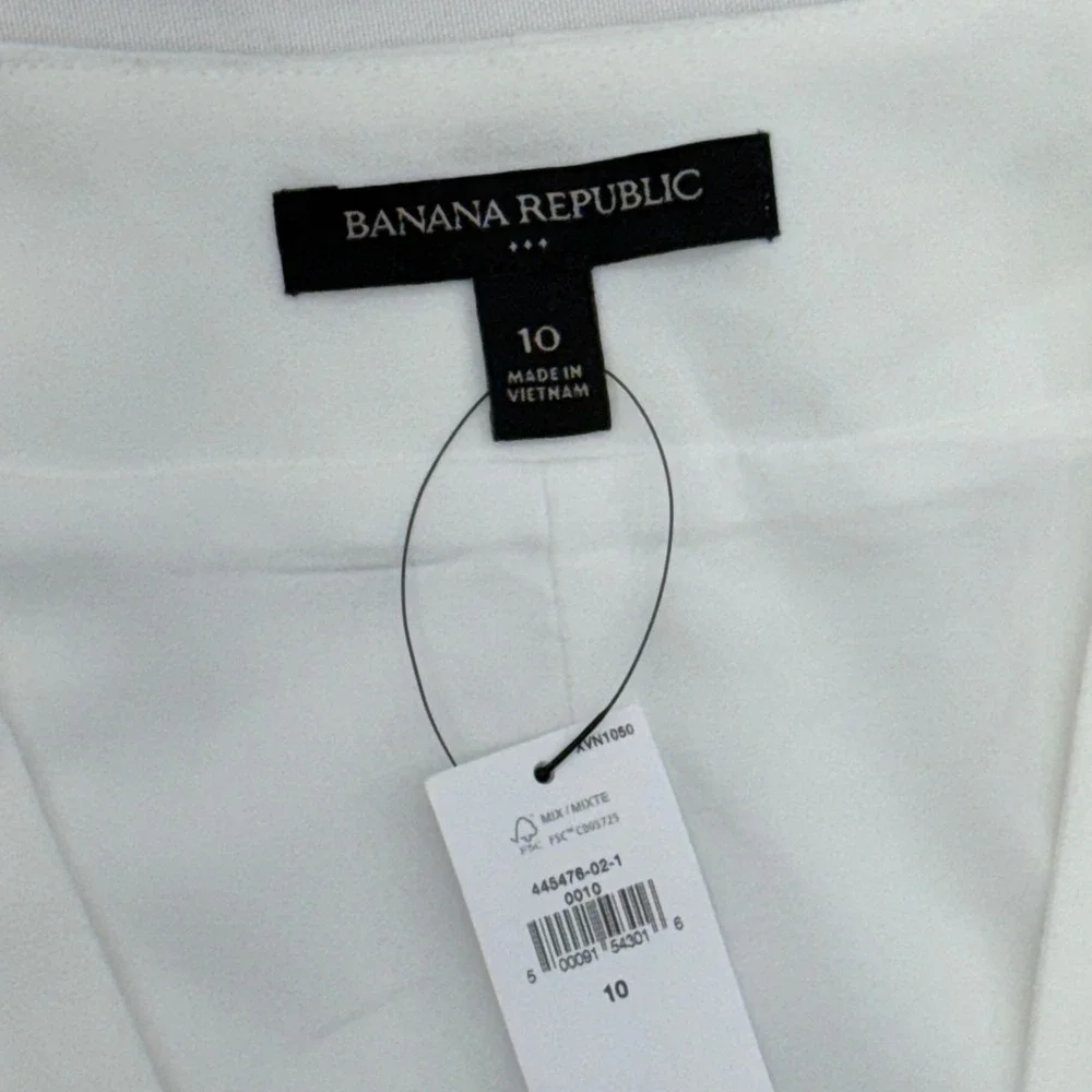 NWT Banana Republic Shift Dress Womens 10 White V-Neck Sleeveless Lined Stretch‎